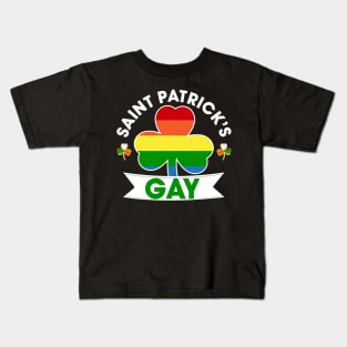 Saint Patricks Gay T-Shirt Patrick Day Gay Pride Shamrock Kids T-Shirt